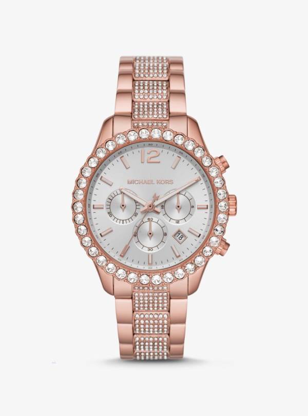 Damske Rose Gold-tone Hodinky Michael Kors Oversized Layton Pavé Titán Meď - Hodinky Michael Kors Lacne | GYPXB-2357